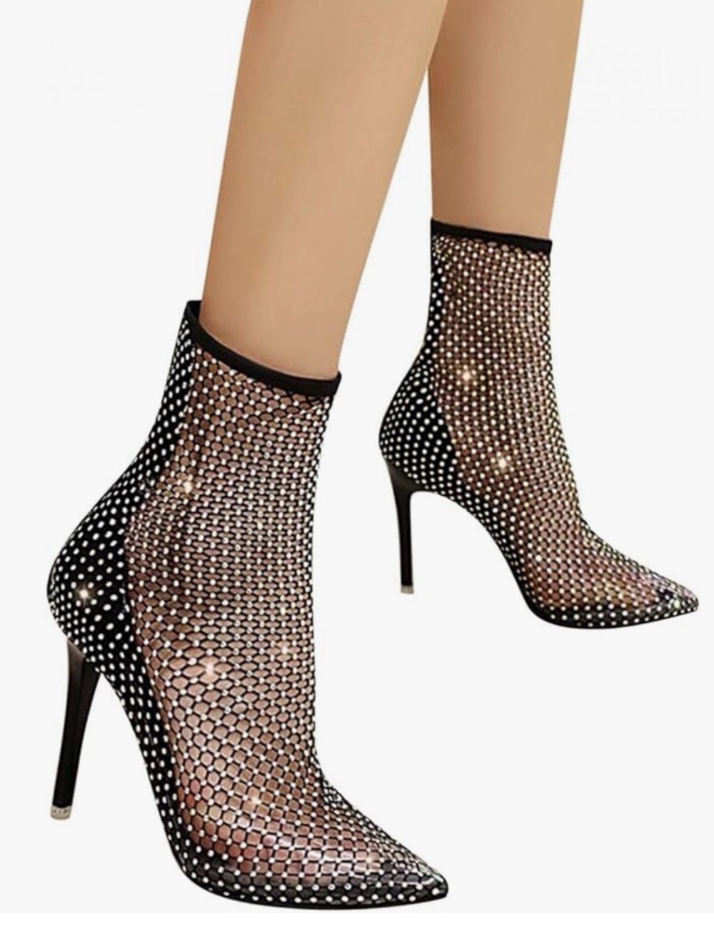 INC International Concepts Black Rhinestone Fishnet Ankle Booties NWT